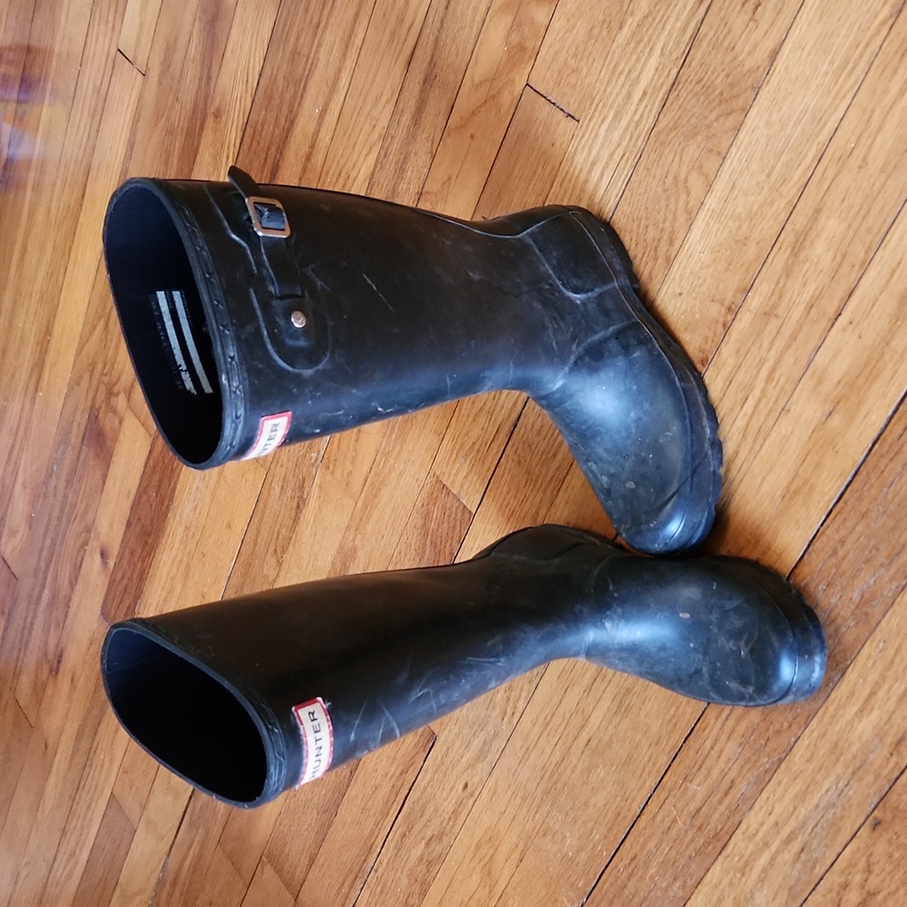 HUNTER rain boots.